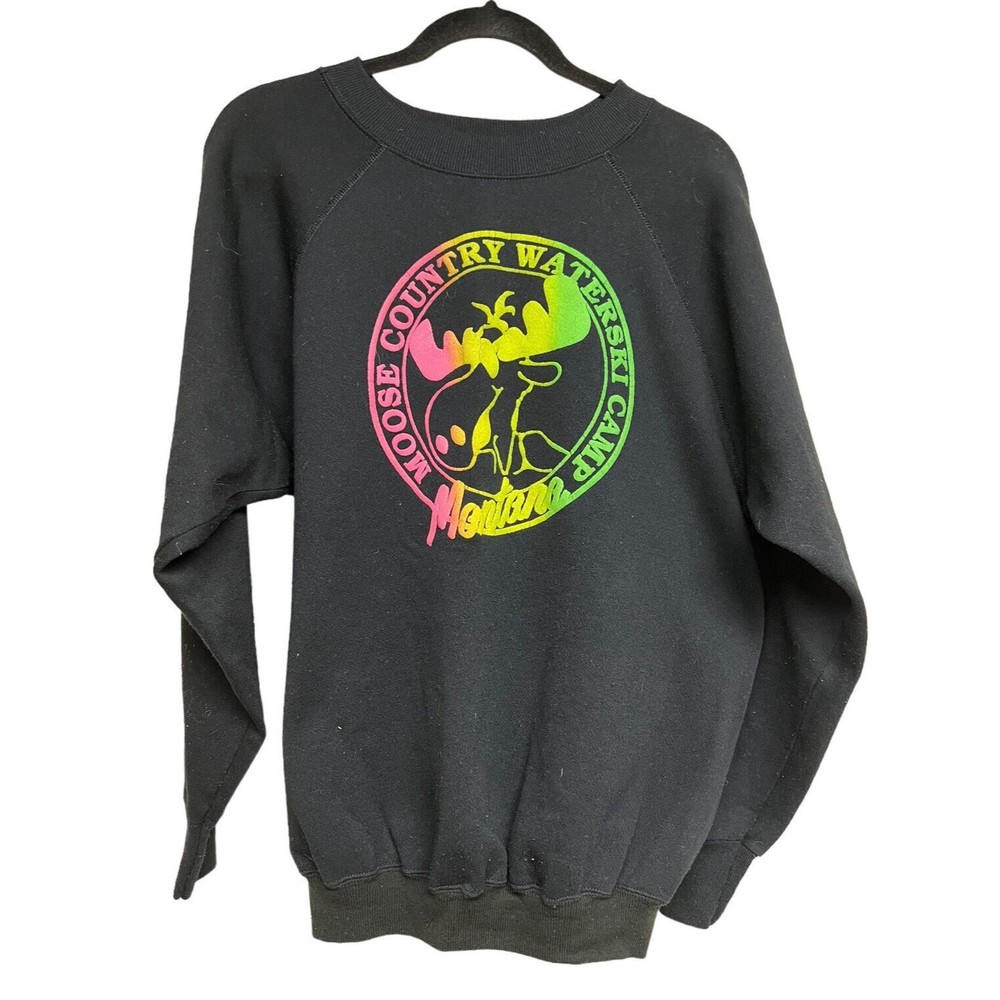 Vintage Moose Country Waterski Camp Montana Sweatshirt Black Size‎ XL